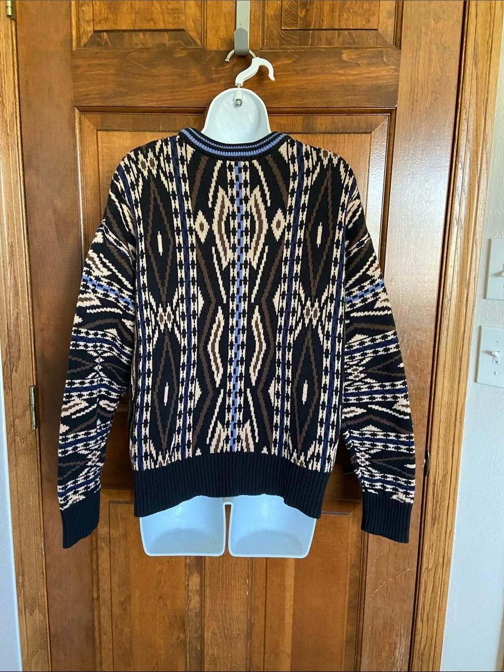 Thorn & Fable Grandpa Knit Sweater geometric patterned design Large Junior